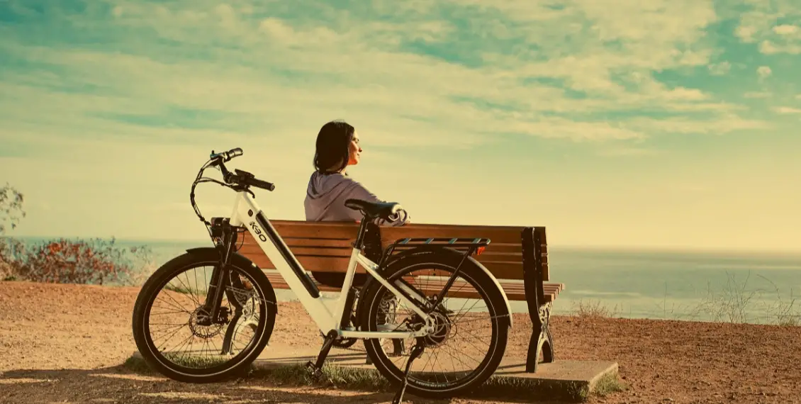 woman with electric bike